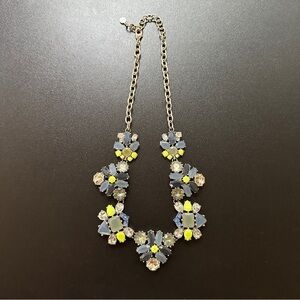 Stella & Dot Silvertone Multicolored Crystal Cluster Bib Necklace